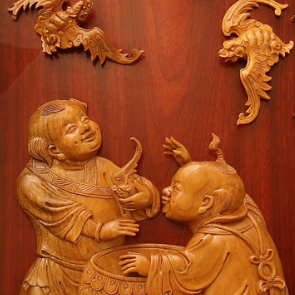 東方家具-木雕畫-平安五福