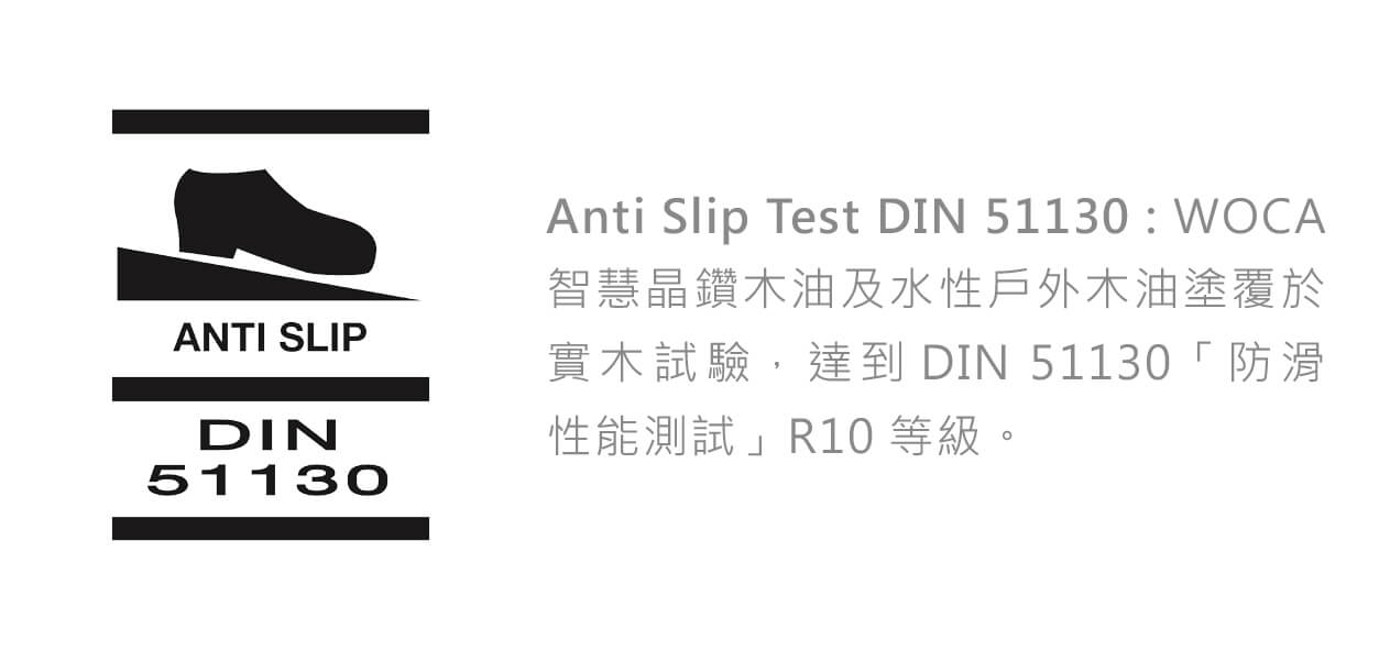 WOCA國際認證-Anti Slip DIN 51130